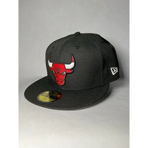 Chicago Bulls NBA New Era Black Fitted Cap Size 7 1/2